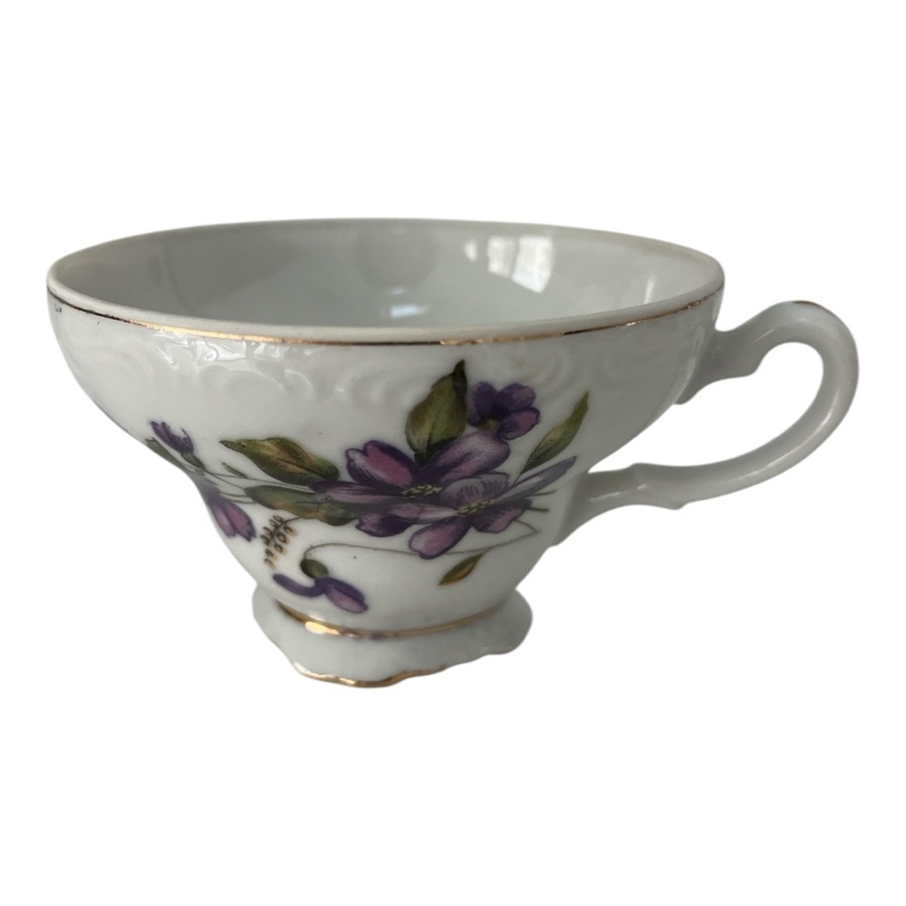 Vintage Violet Floral Gold Rim Tea Coffee Cup Made in Japan